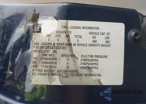 2002 Chevrolet Cavalier Z24 из США, поврежденный, VIN 1G1JH12F527323161